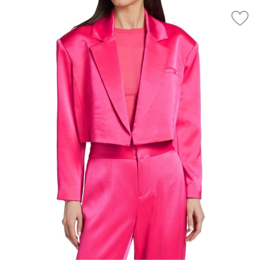 Alice and Olivia Cropped Satin Blazer